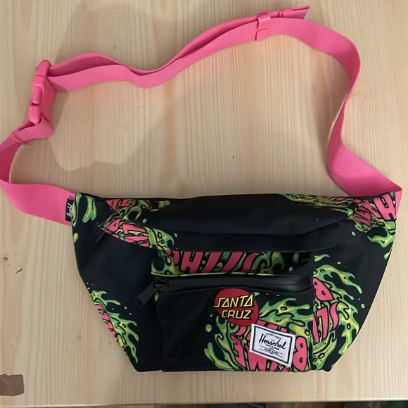 Herschel supply co. X Santa Cruz slime balls green, pink belt bag, fanny pack - Picture 1 of 16